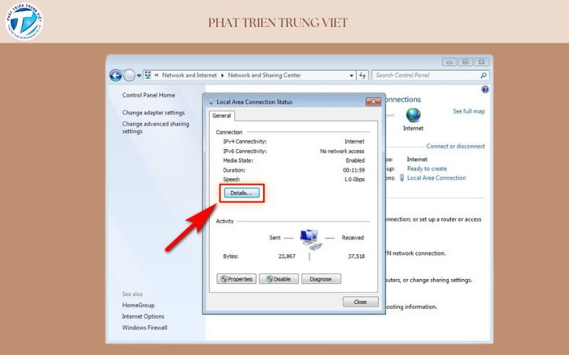 Kiểm tra địa chỉ IP trên Windows 7 bước 3